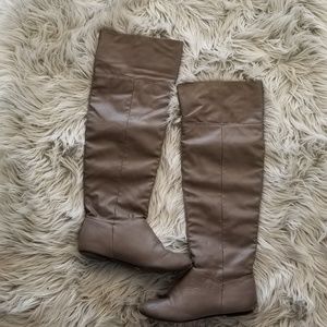 Knee high pewter color boots